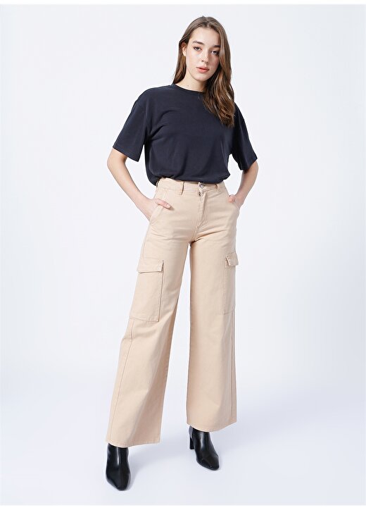 Darkly Jeans Yüksek Bel Bej Kadın Denim Pantolon 2110078 1