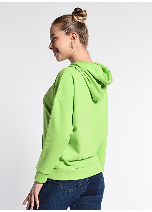 Ucla Auburn Kapüşonlu Oversized Baskılı Yeşil Kadın Sweatshirt 4