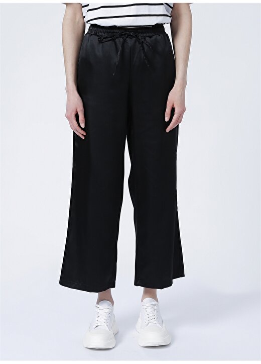 Fabrika Normal Bel Geniş Fit Düz Siyah Kadın Pantolon - SUMMER 2