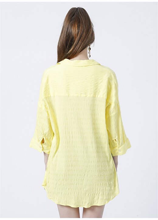 Fabrika Comfort Geniş Fit Armürlü Sarı Kadın Gömlek - CM-ALVIN 4