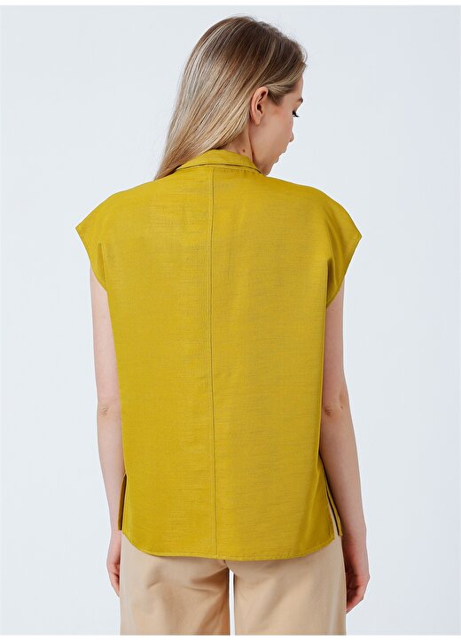 Fabrika Comfort Cm-Banbin Gömlek Yaka Basic Düz Yağ Yeşili Kadın Bluz 4