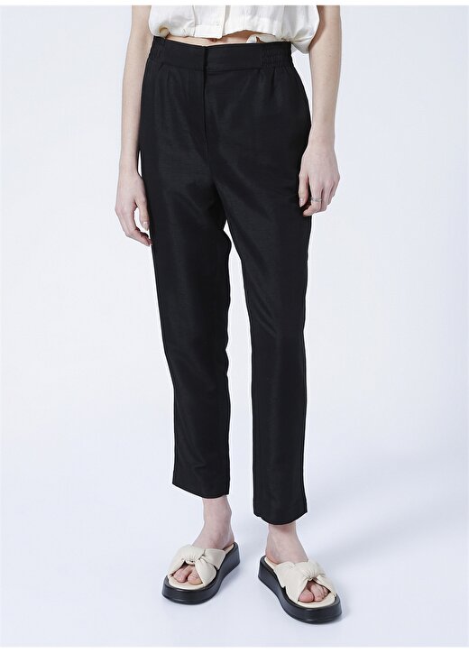Fabrika Comfort CM-Setto Normal Bel Basic Düz Siyah Kadın Pantolon 2