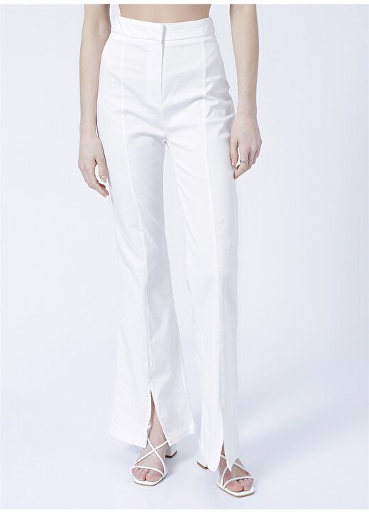 Fabrika Zuzan Yüksek Bel Basic Düz Beyaz Kadın Pantolon 2