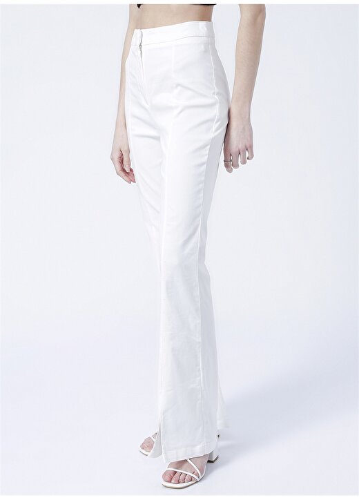 Fabrika Zuzan Yüksek Bel Basic Düz Beyaz Kadın Pantolon 3