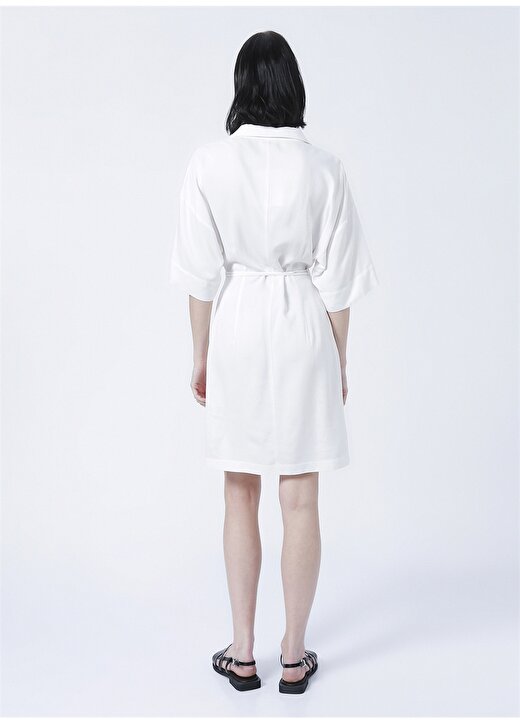 Fabrika Kadın Mini Kruvaze Beyaz Elbise IVES 4