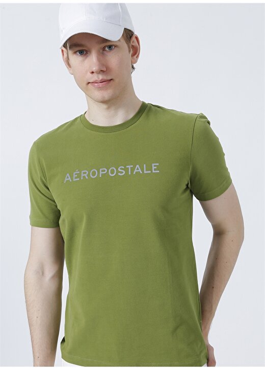 Aeropostale E-Taler Bisiklet Yaka Standart Kalıp Baskılı Haki Erkek T-Shirt 1