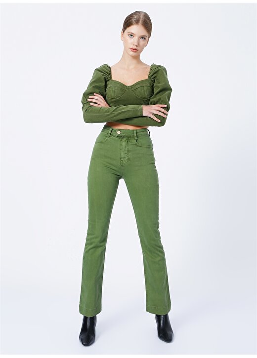 Rocky Girl Rg-506 Straplez Dar Kalıp Yeşil Kadın Bluz 2