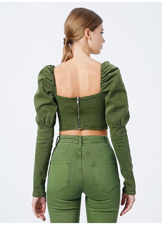 Rocky Girl Rg-506 Straplez Dar Kalıp Yeşil Kadın Bluz 4