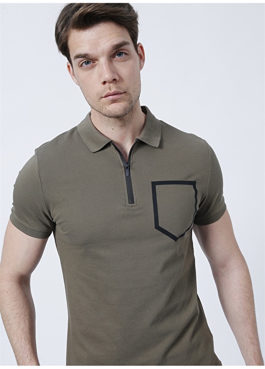 Fabrika Crosby Basic Düz Haki Erkek Polo T-Shirt 1