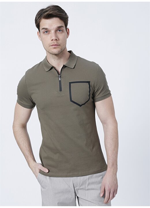 Fabrika Crosby Basic Düz Haki Erkek Polo T-Shirt 3