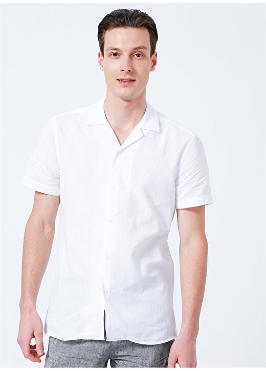 Fabrika Comfort Beyaz Erkek Keten Karışımlı Gömlek CM RYAN K 800 3