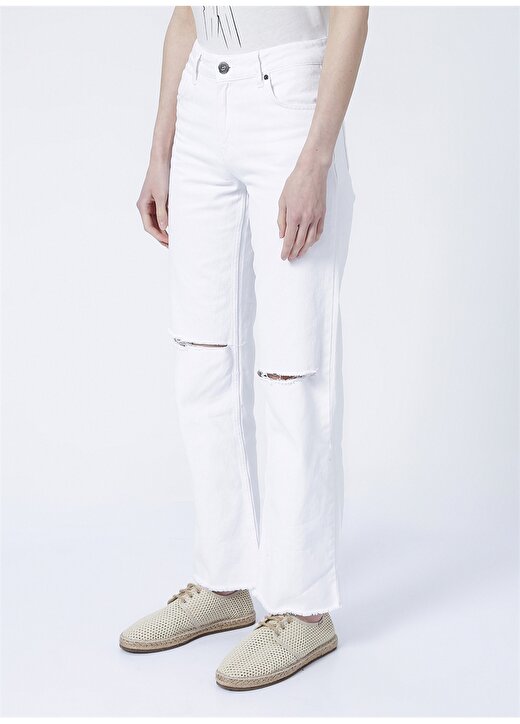 Fabrika Yüksek Bel Flare Beyaz Kadın Denim Pantolon MARGARET 3