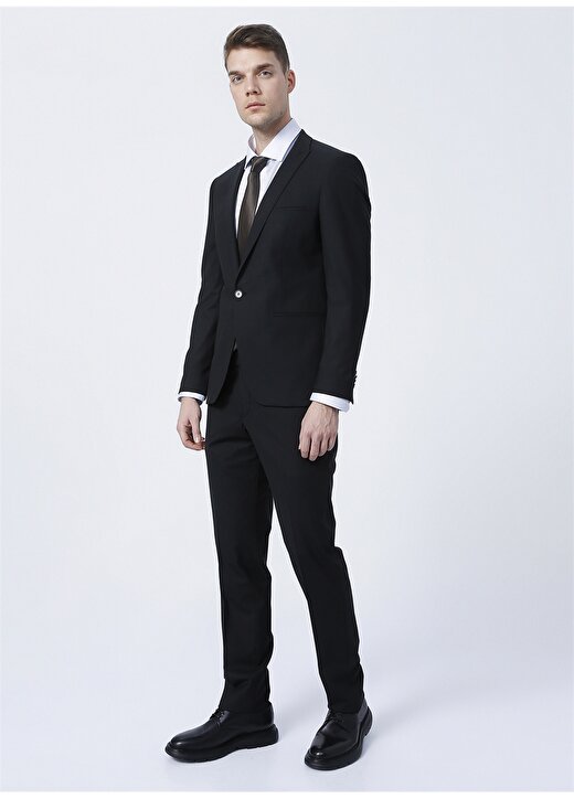 Beymen Business 4B3010000052 Kırlangıç Yaka Uzun Kollu Slim Fit Düz Siyah Erkek Takım Elbise 3
