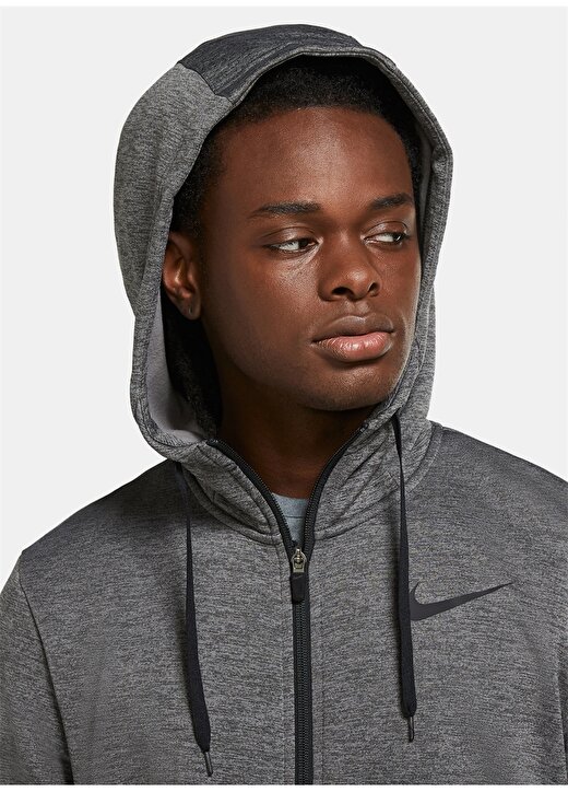 Nike Cu6231-071 Therma Fermuarlı Normal Kalıp Düz Gri - Siyah Erkek Zip Ceket 4