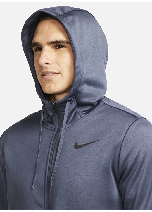 Nike Cu6231-437 Therma Fermuarlı Normal Kalıp Düz Mavi - Siyah Erkek Zip Ceket 3