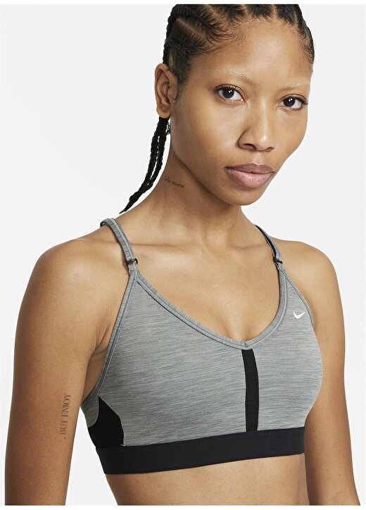 Nike Cz4456-084 Indy Yuvarlak Yaka Normal Kalıp Düz Siyah - Gri - Gümüş Kadın Sporcu Sütyeni 3