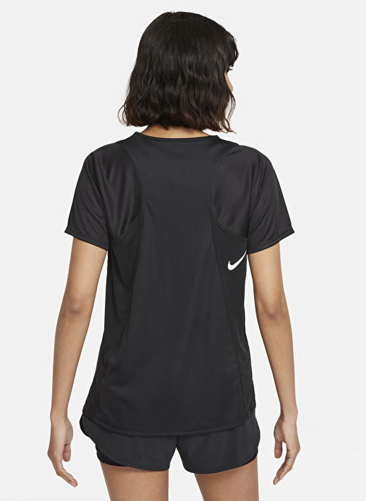 Nike Siyah Kadın Bisiklet Yaka Düz T-Shirt DD5927-010 W NK DF RACE TOP SS 2