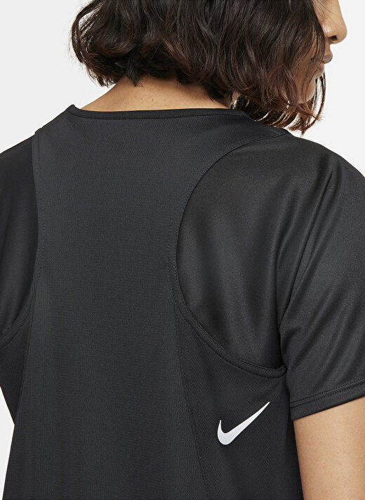 Nike Siyah Kadın Bisiklet Yaka Düz T-Shirt DD5927-010 W NK DF RACE TOP SS 4