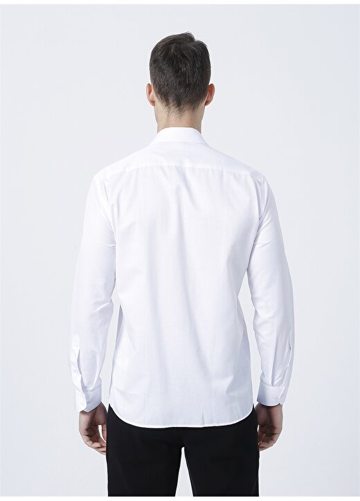 Pierre Cardin Medellin-2 Klasik Yaka Uzun Kollu Slim Fit Düz Beyaz Erkek Gömlek 4