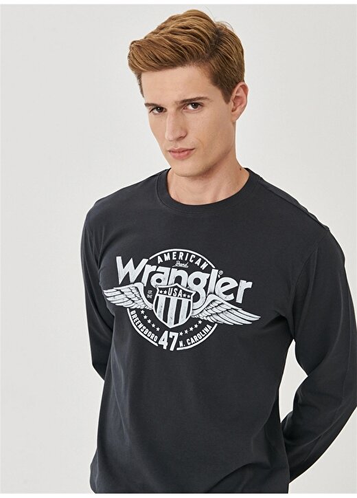 Wrangler W7J5D3XV6 O Yaka Kısa Kollu Regular Fit Baskılı Siyah Erkek T-Shirt 1