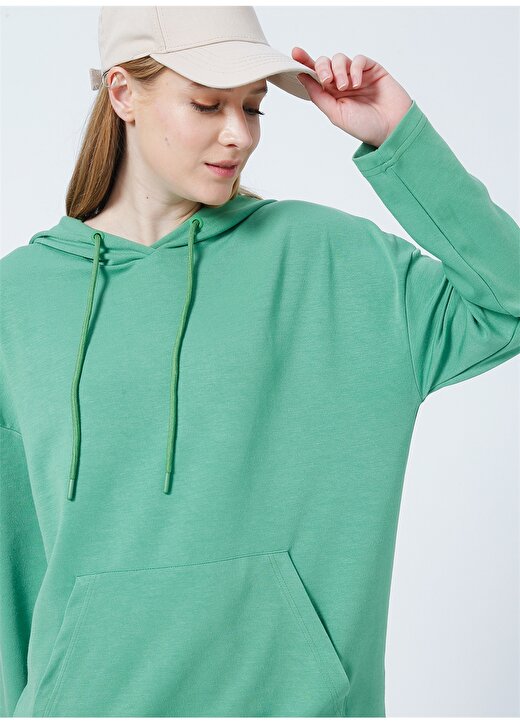 Aeropostale Y-Brush Kapüşonlu Regular Fit Düz Yeşil Kadın Sweatshirt 2