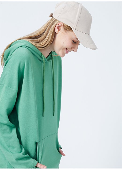 Aeropostale Y-Brush Kapüşonlu Regular Fit Düz Yeşil Kadın Sweatshirt 4