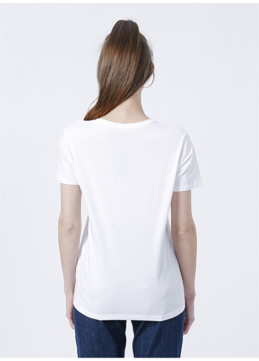 Fabrika Bisiklet Yaka Basic Baskılı Beyaz Kadın T-Shirt - HAMLET 4