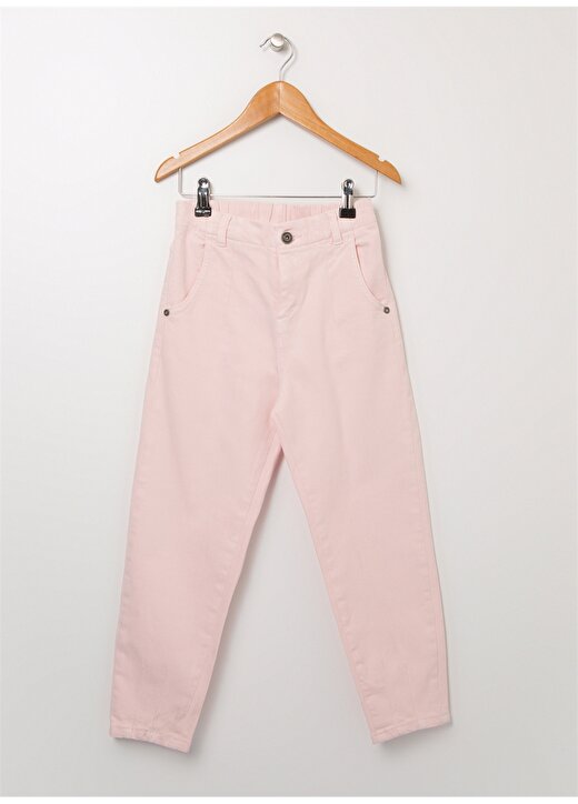 Limon Pink Girl D2 Yüksek Bel Geniş Fit Düz Açık Pembe Kız Çocuk Pantolon 1