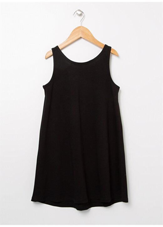 Funky Rocks Düz Yaka Standart Kalıp Baskılı Siyah Kız Çocuk Diz Üstü Elbise - GLG-22 3