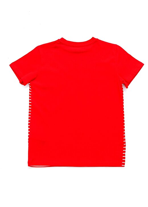 Limon Bisiklet Yaka Oversize Çizgili Kırmızı Erkek Çocuk T-Shirt - Hakı Boy 2