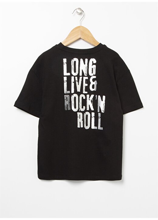 Funky Rocks Bisiklet Yaka Oversize Baskılı Siyah Erkek Çocuk T-Shirt - Dr-34 2
