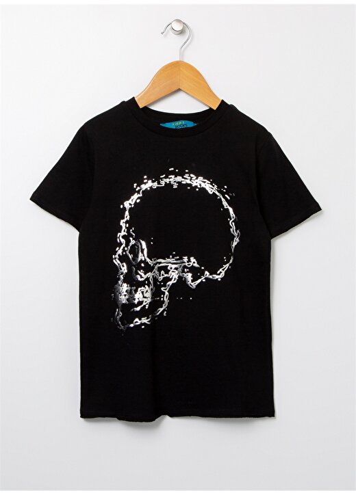 Funky Rocks Funky Rocks Dr-18 Siyah Bisiklet Yaka Standart Fit Erkek Çocuk Baskılı T-Shirt T-Shirt 1