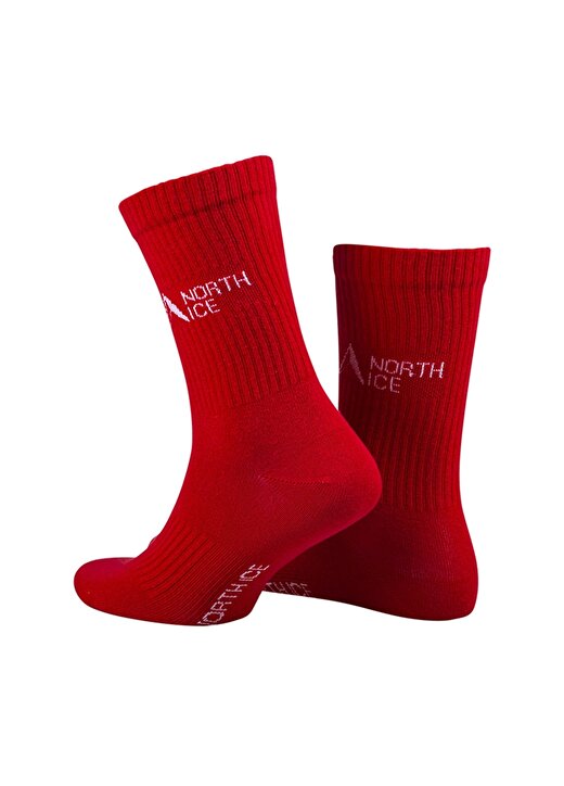 North Ice Normal Düz Kırmızı Erkek Çorap 4