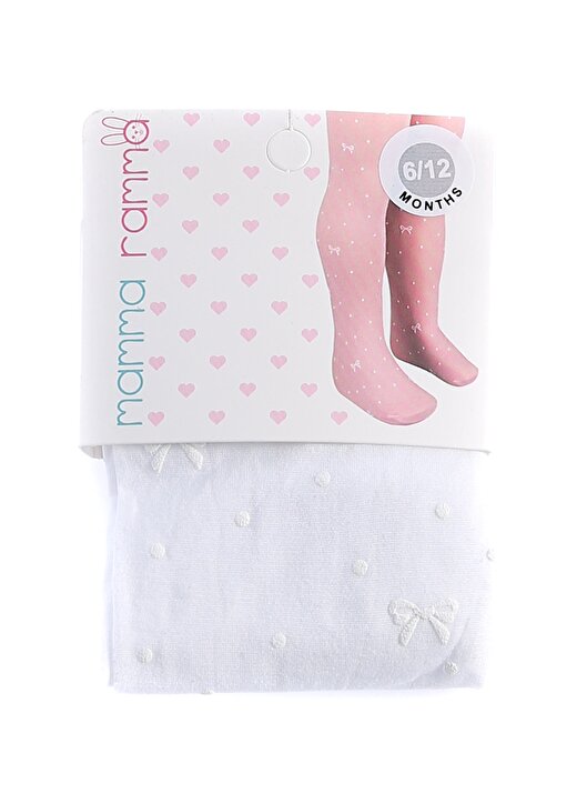 Mammaramma Puantiyeli Beyaz Bebek Külotlu Çorap 1