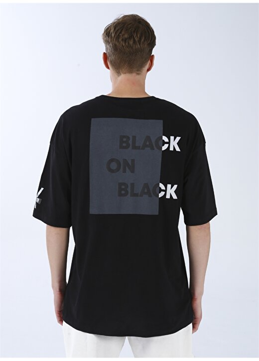 Black On Black E-Gimpo Bisiklet Yaka Oversize Düz Siyah Erkek T-Shirt 4