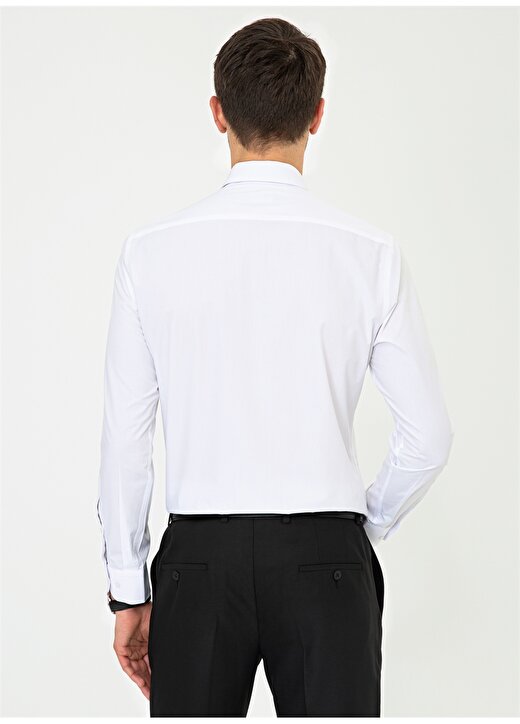Pierre Cardin Myrat Klasik Yaka Slim Fit Düz Beyaz Erkek Gömlek 3