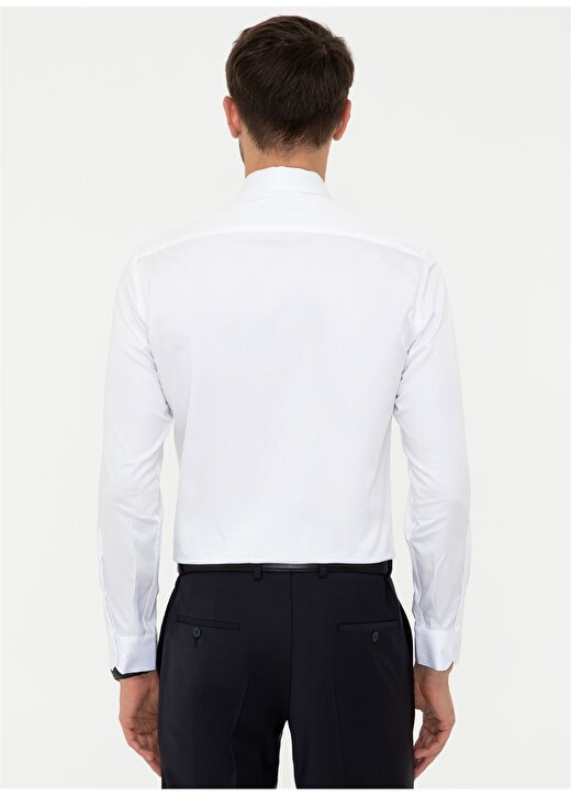 Pierre Cardin Myras Klasik Yaka Slim Fit Düz Beyaz Erkek Gömlek 3