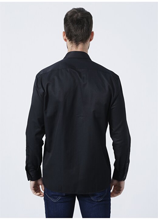 Pierre Cardin Venedik Klasik Yaka Regular Fit Düz Siyah Erkek Gömlek 4