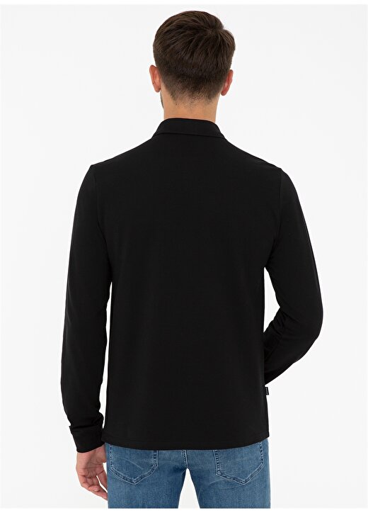 Pierre Cardin Ways-E Polo Yaka Uzun Kollu Slim Fit Pike Siyah Erkek Sweatshirt 3
