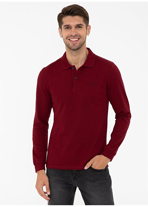 Pierre Cardin Ways-E Polo Yaka Uzun Kollu Slim Fit Pike Kırmızı Erkek Sweatshirt 1