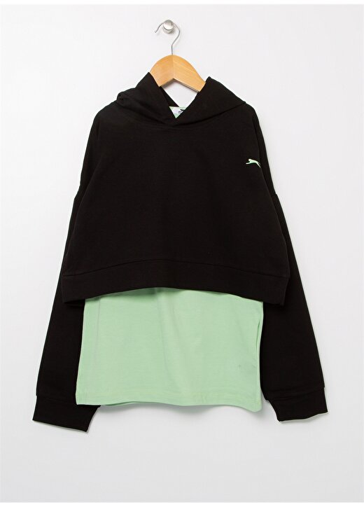 Slazenger Siyah - Yeşil Kapüşonlu Erkek Çocuk Sweatshirt 1