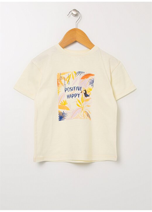 Mammaramma Sarı Kız Bebek Bisiklet Yaka Kısa Kollu Baskılı T-Shirt 22SG-53 1