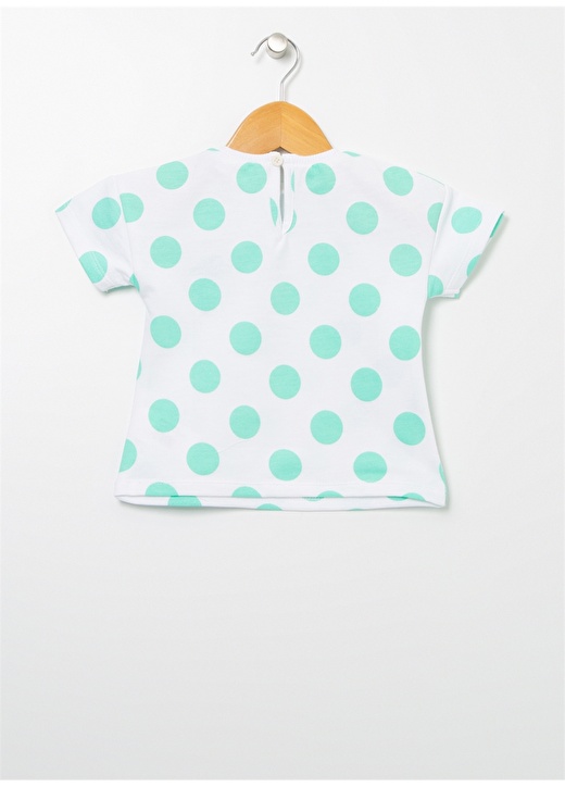 Mammaramma Yeşil - Beyaz Kız Bebek Bisiklet Yaka Kısa Kollu Baskılı T-Shirt 22SG-72 3