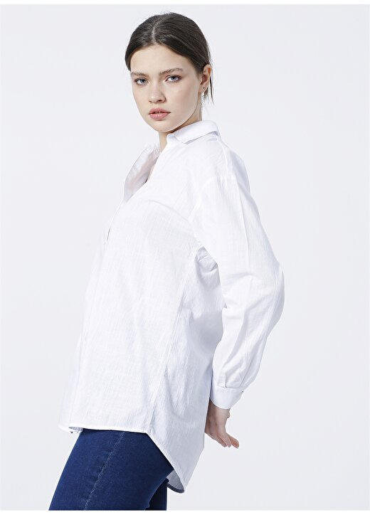 Mavi Gömlek Yaka Beyaz Kadın Gömlek M1210041-70057 3