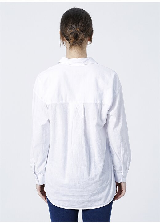 Mavi Gömlek Yaka Beyaz Kadın Gömlek M1210041-70057 4