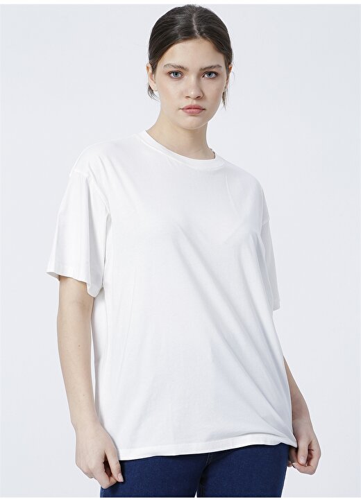 Mavi M1610317-70057 Yuvarlak Yaka Normal Kalıp Beyaz Kadın T-Shirt 3