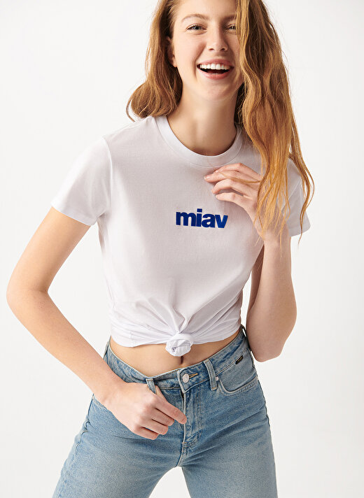 Mavi M1610622-620 Yuvarlak Yaka NormalKalıp Beyaz Kadın T-Shirt 1