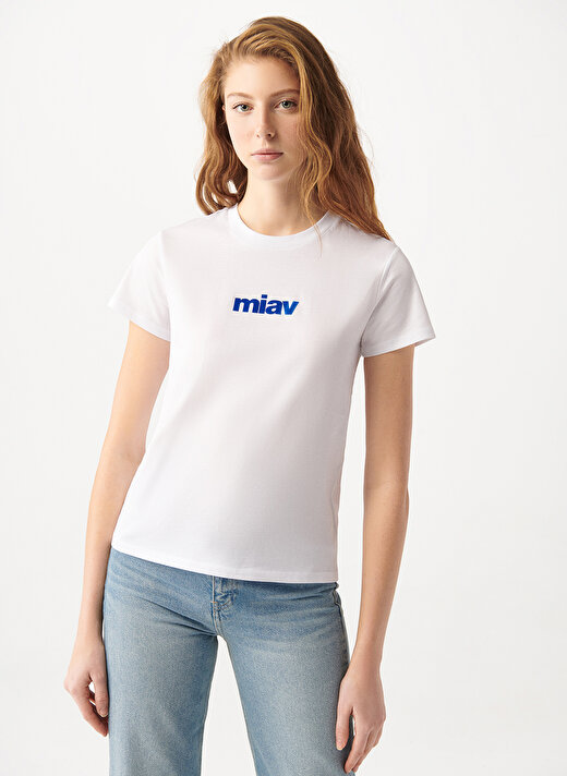 Mavi M1610622-620 Yuvarlak Yaka NormalKalıp Beyaz Kadın T-Shirt 3