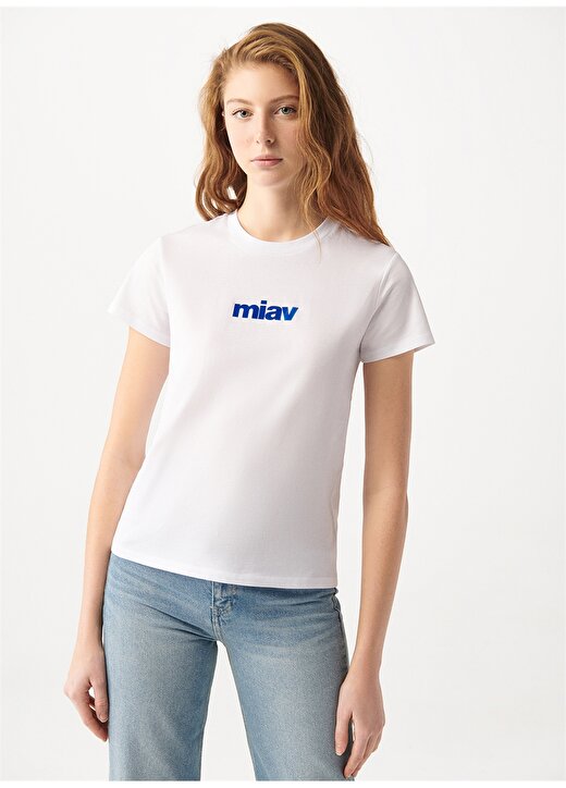Mavi M1610622-620 Yuvarlak Yaka Normal Kalıp Beyaz Kadın T-Shirt 3