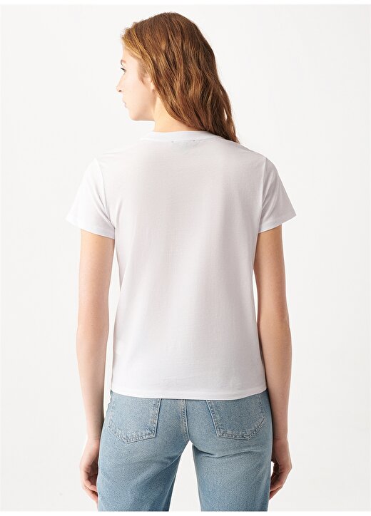 Mavi M1610622-620 Yuvarlak Yaka Normal Kalıp Beyaz Kadın T-Shirt 4